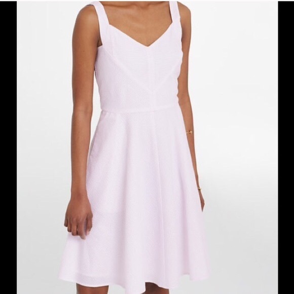 pink and white seersucker dress